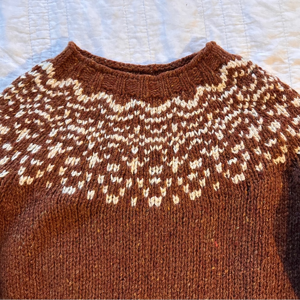Siskin by Mama Owl faire isle wool sweater in Cinnamon size Small